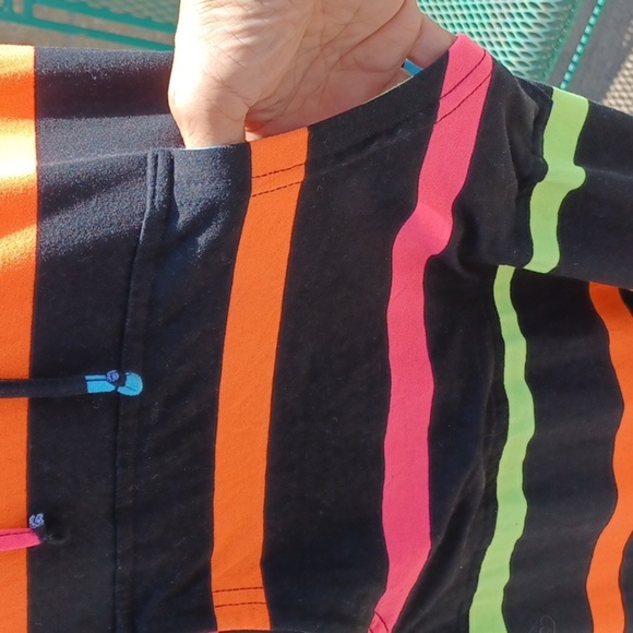 Bobbie Brooks Neon Color Striped Hoodie Dress Sz 1x, stretchy, 22" PTP, 45" Long - Picture 4 of 7